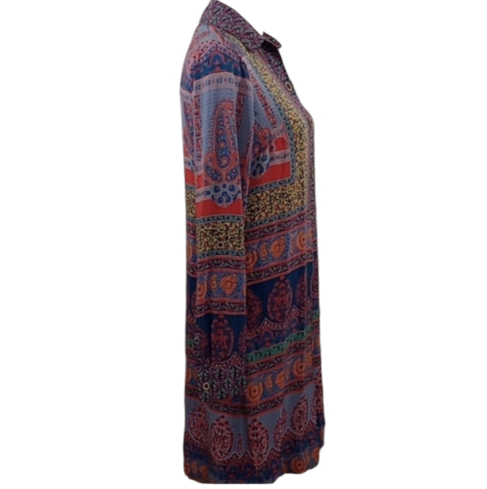 Anthropologie x Maeve Casablanca Silk Shirt Dress Mixed Print Size 0 - Picture 13 of 16